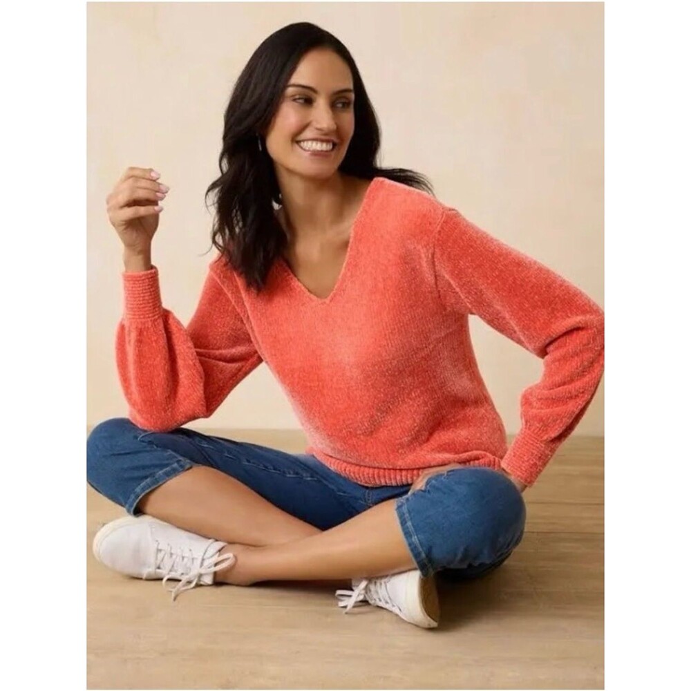 Tommy Bahama Island Luna Chenille Spring Summer Sweater Coral Large